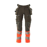 Mascot®Accelerate Safe håndværkerbukser hængelommer Full Stretch 19131 - 711 - 18222 mørk antracit/hi - vis rød