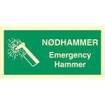 Skilt Nødhammer - Emergency hammer - Sikkerhedsgiganten