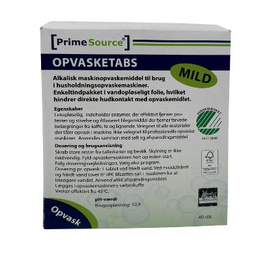 Maskinopvask Tabs Prime Source Mild – 40 stk – Svanemærket