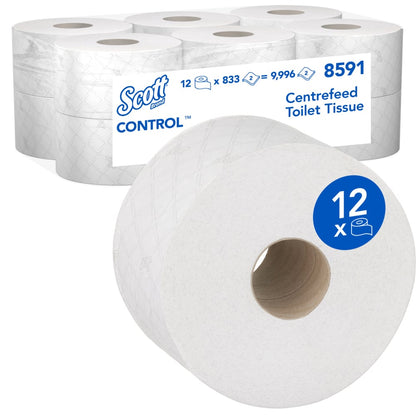 Kimberly Clark Control™ Centerfeed Toiletpapir 8591 – 2-lags, Hvid (12 x 833 ark)