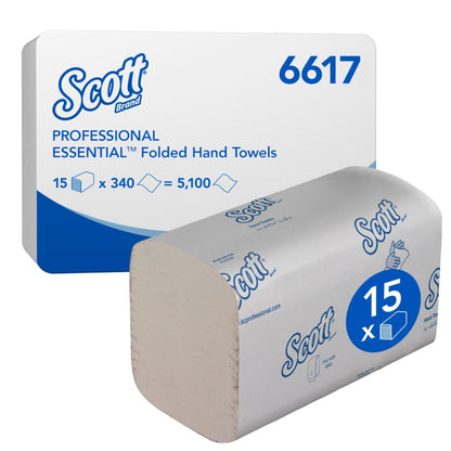 Kimberly Clark Essential™ Interfold Håndklædeark 6617 – 21.20x20 cm,  1-lags, V-fold (5.100 ark)