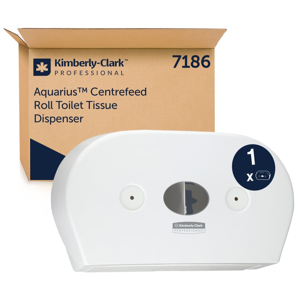 Kimberly Clark Professional® AQUARIUS™ Mini Twin Roll Centrefeed Toiletpapir Dispenser 7186 (Hvid)