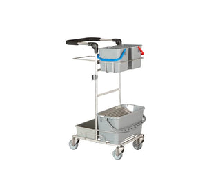 Tina Trolleys rengøringsvogn Rustfri 2 spande, drypsystem og affald 779207014RF