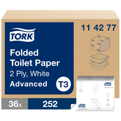 Tork T3 Advanced 2 ply folded Toilet paper 114277