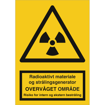 Advarselsskilt Radioaktivt materiale og stråling.. - Overvåget - intern