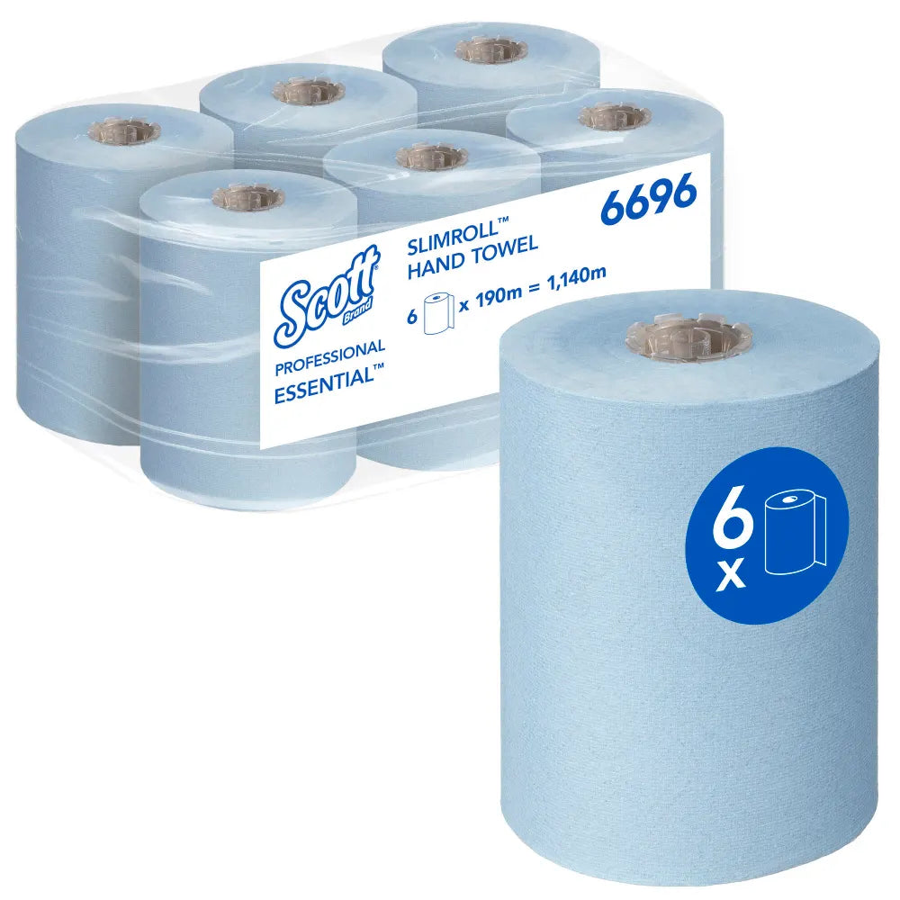 Kimberly Clark håndklæderulle 6696 slimroll (6 ruller x 190 meter) 1-lags blå
