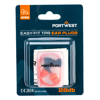 EP22 Easy Fit TPR Ørepropper med Snor og Opbevaringsboks – 1 Par (Orange)