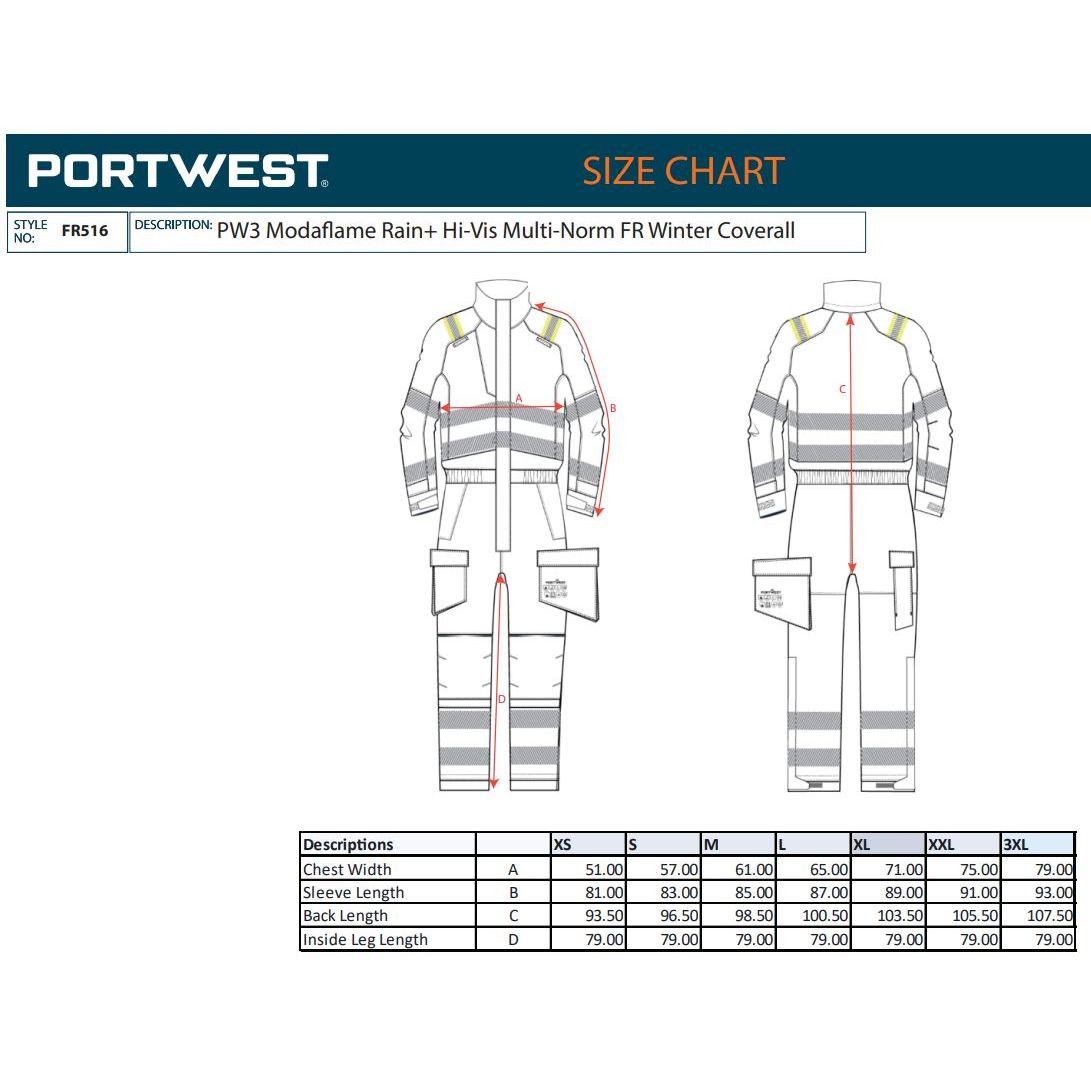 Portwest FR516 - PW3 Modaflame Rain+ Hi-Vis Multi-Norm FR Vinterovertræksdragt