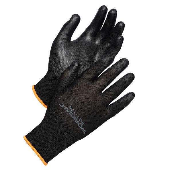 Worksafe P31-104 montagehandsker PU, sort til industriel brug