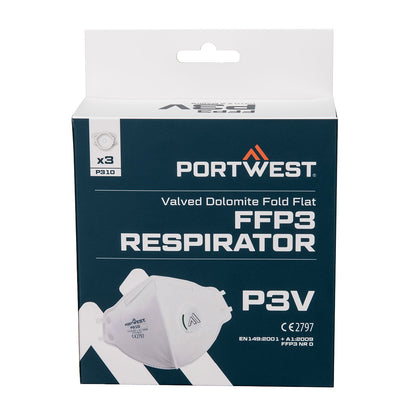 P310 FFP3 Foldbar Dolomite Filtermaske med Ventil – Pakke med 3 stk.