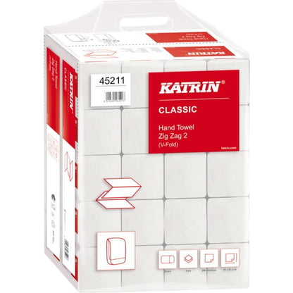 Håndklædeark, Katrin Classic, 2-lags, V-fold, 23x22,4cm, 11,5 cm, hvid, blandingsfibre 4000 ark