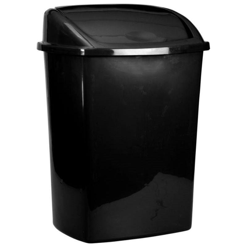 Affaldsspand, V-Part, sort, plast, 26 ltr. med sving låg, forberedt til vægmontering