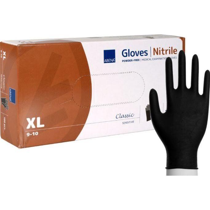 Abena Classic Sensitive sort nitril uden pudder 100 stk - Sikkerhedsgiganten
