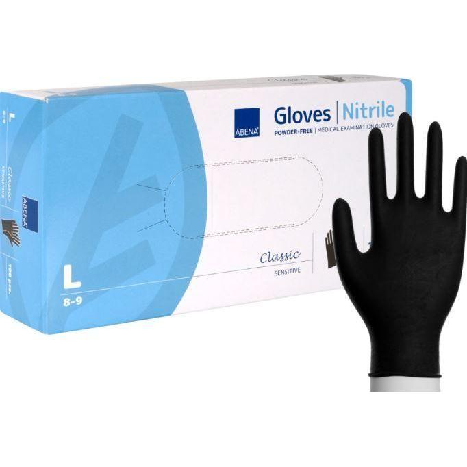 Abena Classic Sensitive sort nitril uden pudder 100 stk - Sikkerhedsgiganten