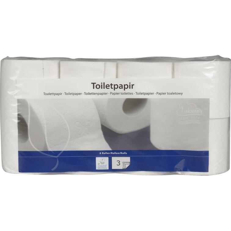 Abena - Toiletpapir, 3 - lags, 100% nyfiber - Hvid, 64 ruller pr. pakke - Sikkerhedsgiganten