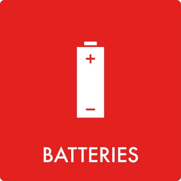 Affaldsskilt Batteries - Sikkerhedsgiganten