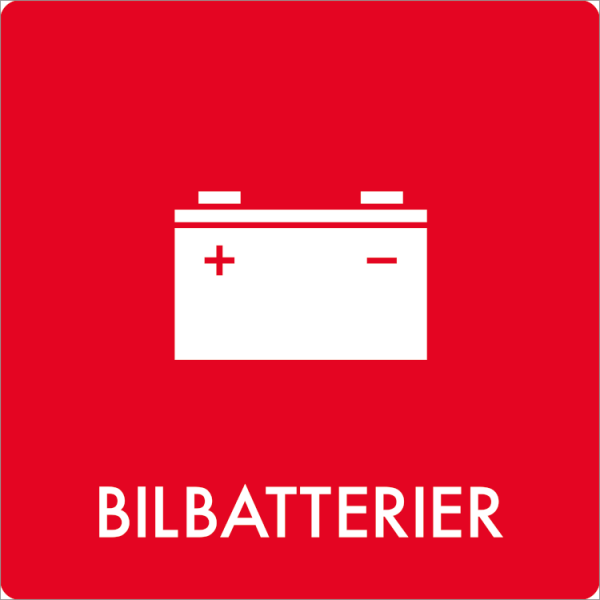 Affaldsskilt Bilbatterier - Sikkerhedsgiganten