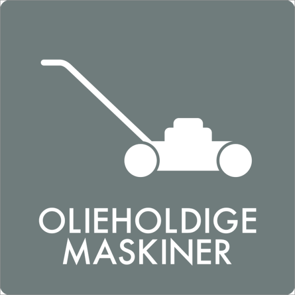 Affaldsskilt Olieholdige maskiner - Sikkerhedsgiganten