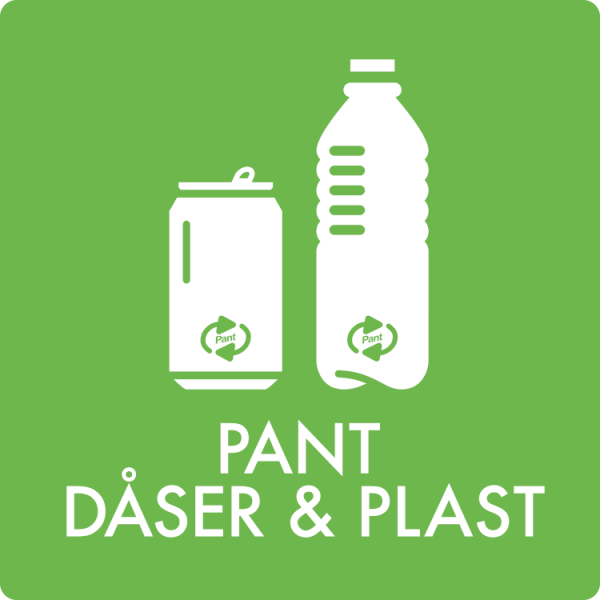 Affaldsskilt Pant dåser og plast - Sikkerhedsgiganten