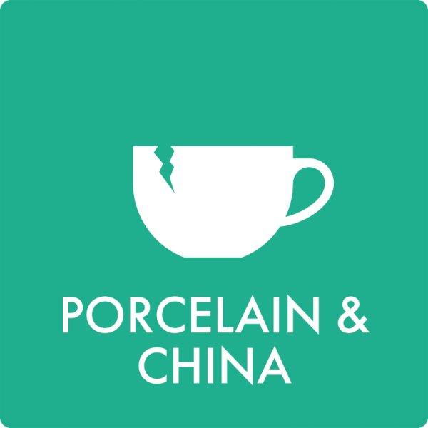 Affaldsskilt Porcelain & china - Sikkerhedsgiganten