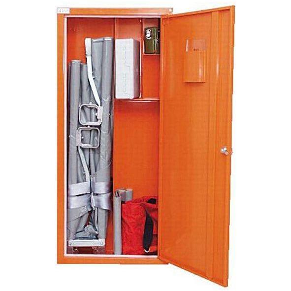 Båreskab aluminium orange, med lås - Sikkerhedsgiganten