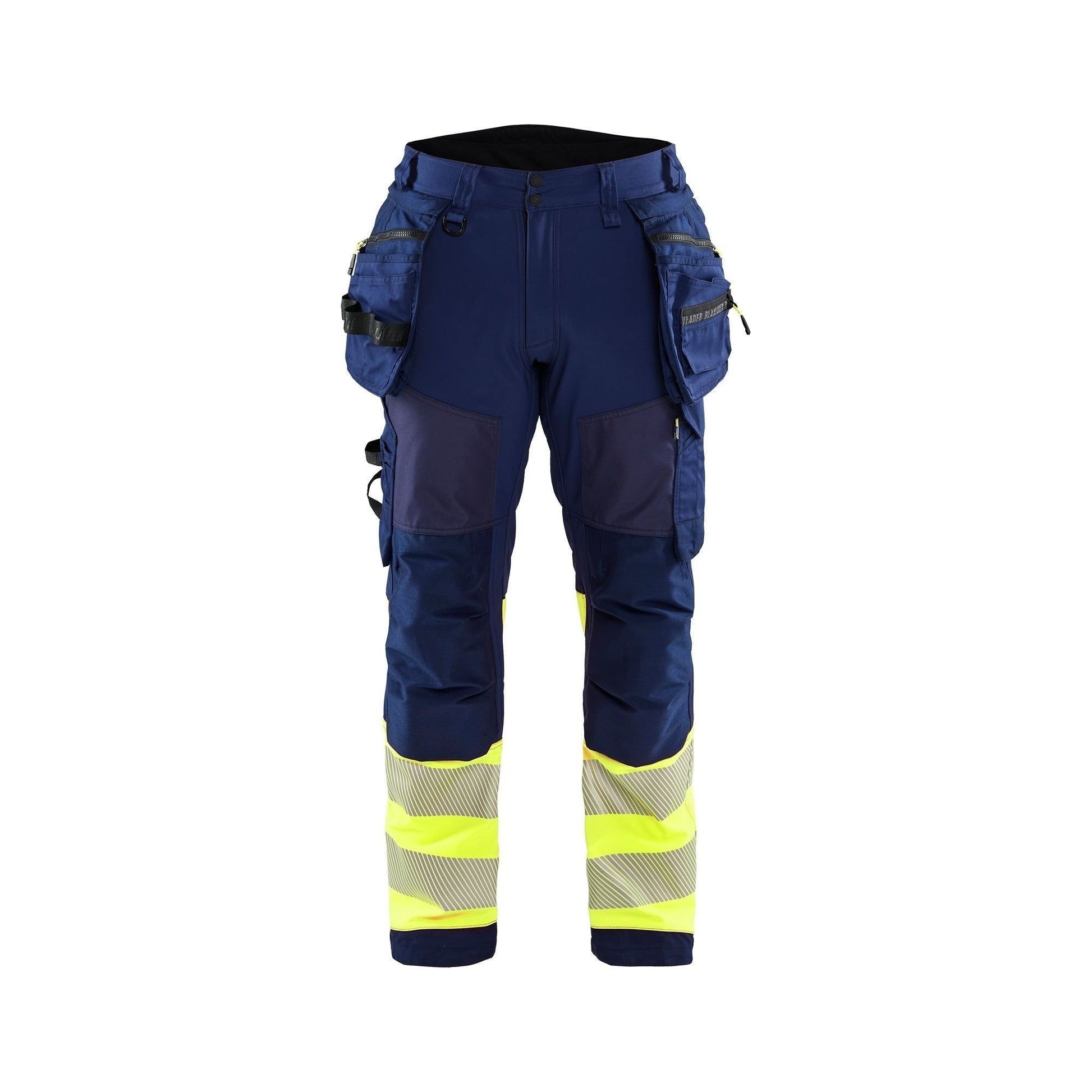 BLÅKLÄDER 1821 High Vis Softshell Buks - Marineblå/High Vis Gul herre - Sikkerhedsgiganten