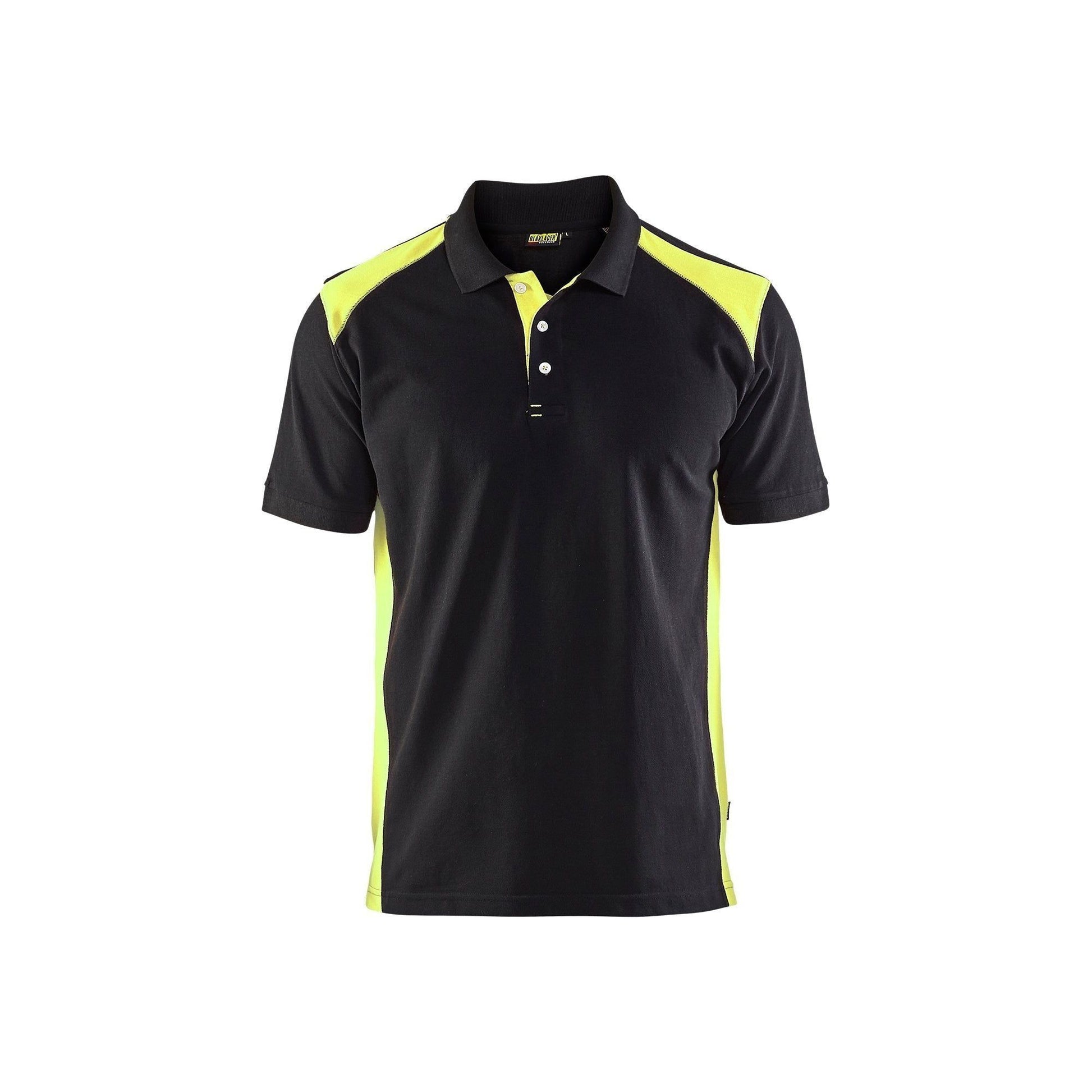 BLÅKLÄDER 3324 Poloshirt - Sort/High Vis Gul Herre - Sikkerhedsgiganten