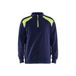 BLÅKLÄDER 3353 Sweatshirt half zip - Marineblå/High Vis Gul Herre - Sikkerhedsgiganten
