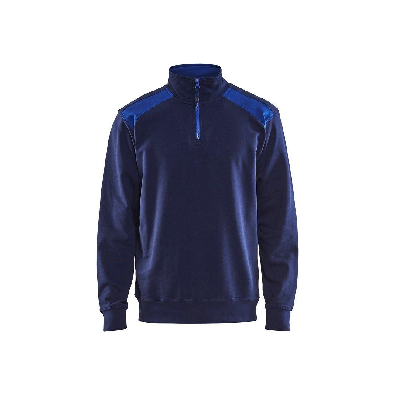 BLÅKLÄDER 3353 Sweatshirt half zip - Marineblå/Koboltblå Herre - Sikkerhedsgiganten
