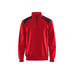 BLÅKLÄDER 3353 Sweatshirt half zip - Rød/Sort Herre - Sikkerhedsgiganten
