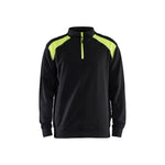 BLÅKLÄDER 3353 Sweatshirt half zip - Sort/High Vis Gul Herre - Sikkerhedsgiganten