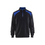 BLÅKLÄDER 3353 Sweatshirt half zip - Sort/Koboltblå Herre - Sikkerhedsgiganten