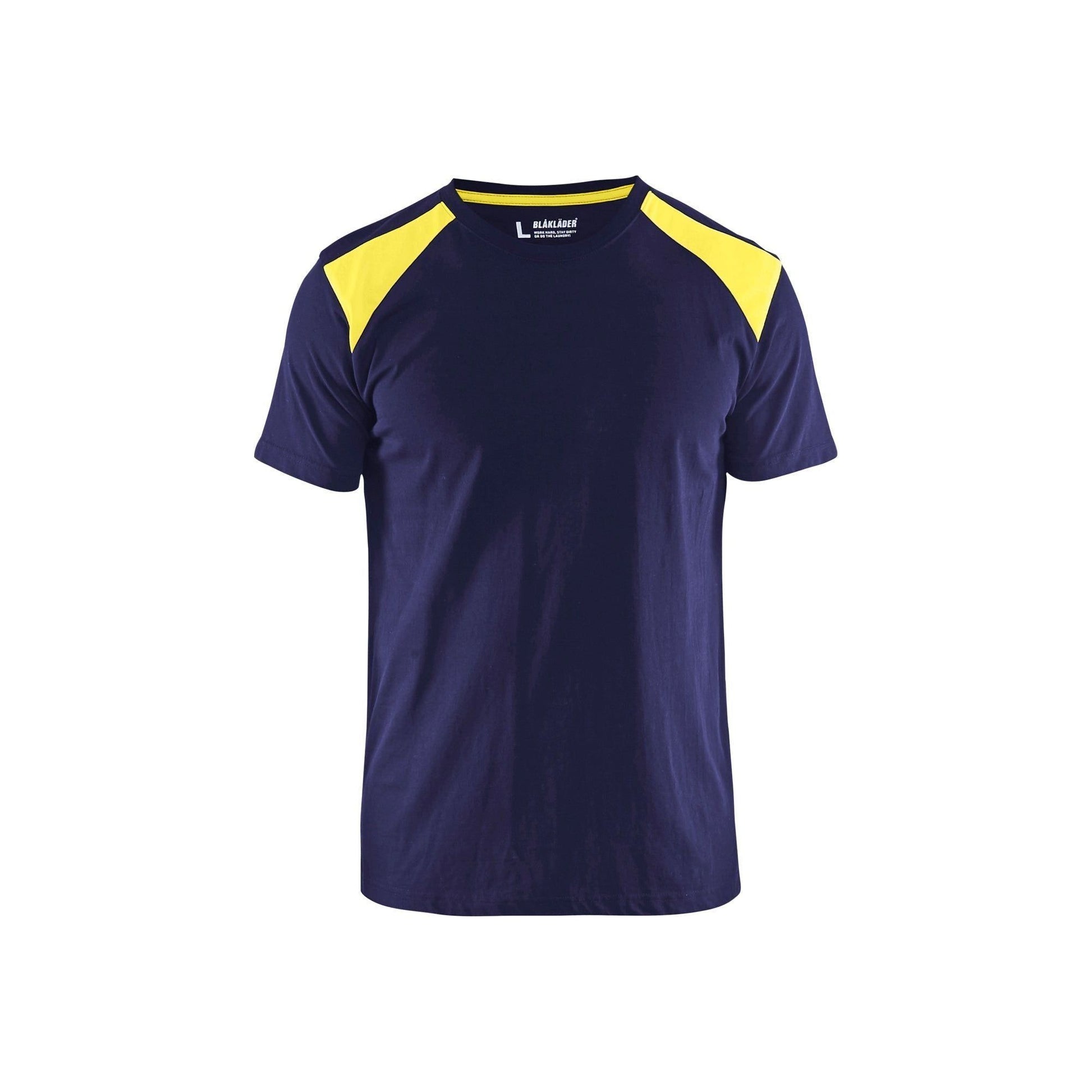 BLÅKLÄDER 3379 T - shirt - Marineblå/High Vis Gul Herre - Sikkerhedsgiganten