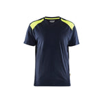 BLÅKLÄDER 3379 T - shirt - Mørk Marineblå/High Vis Gul Herre - Sikkerhedsgiganten