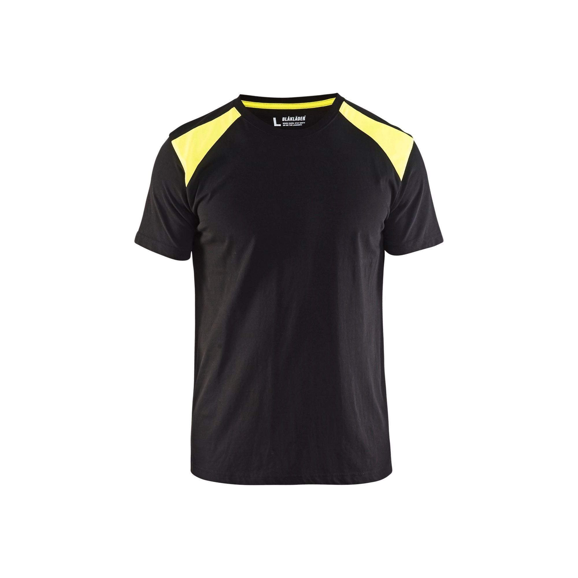 BLÅKLÄDER 3379 T - shirt - Sort/High Vis Gul Herre - Sikkerhedsgiganten