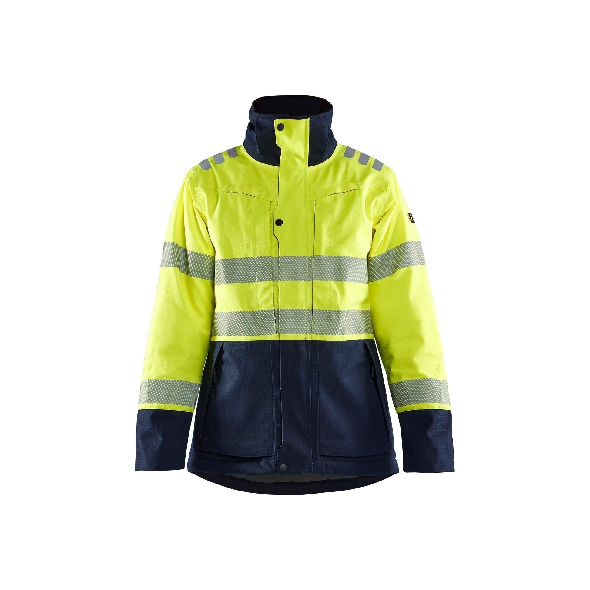 BLÅKLÄDER 4917 Multinorm Vinterjakke antiflame hi - vis gul/marineblå DAME - Sikkerhedsgiganten