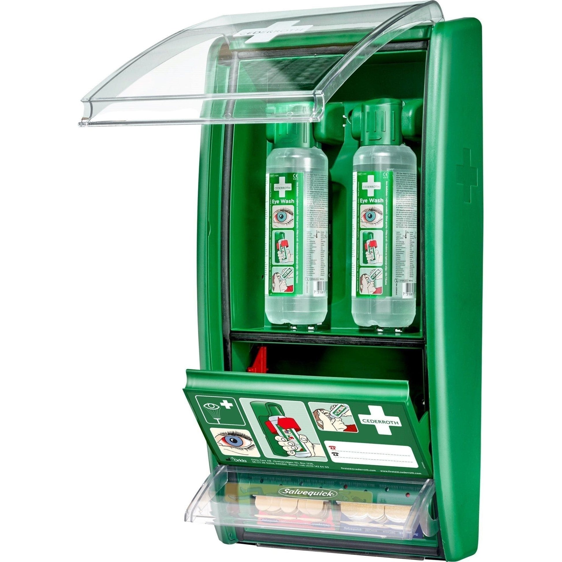 Cederroth øjenskyllestation med plasterautomat 721500 - Sikkerhedsgiganten