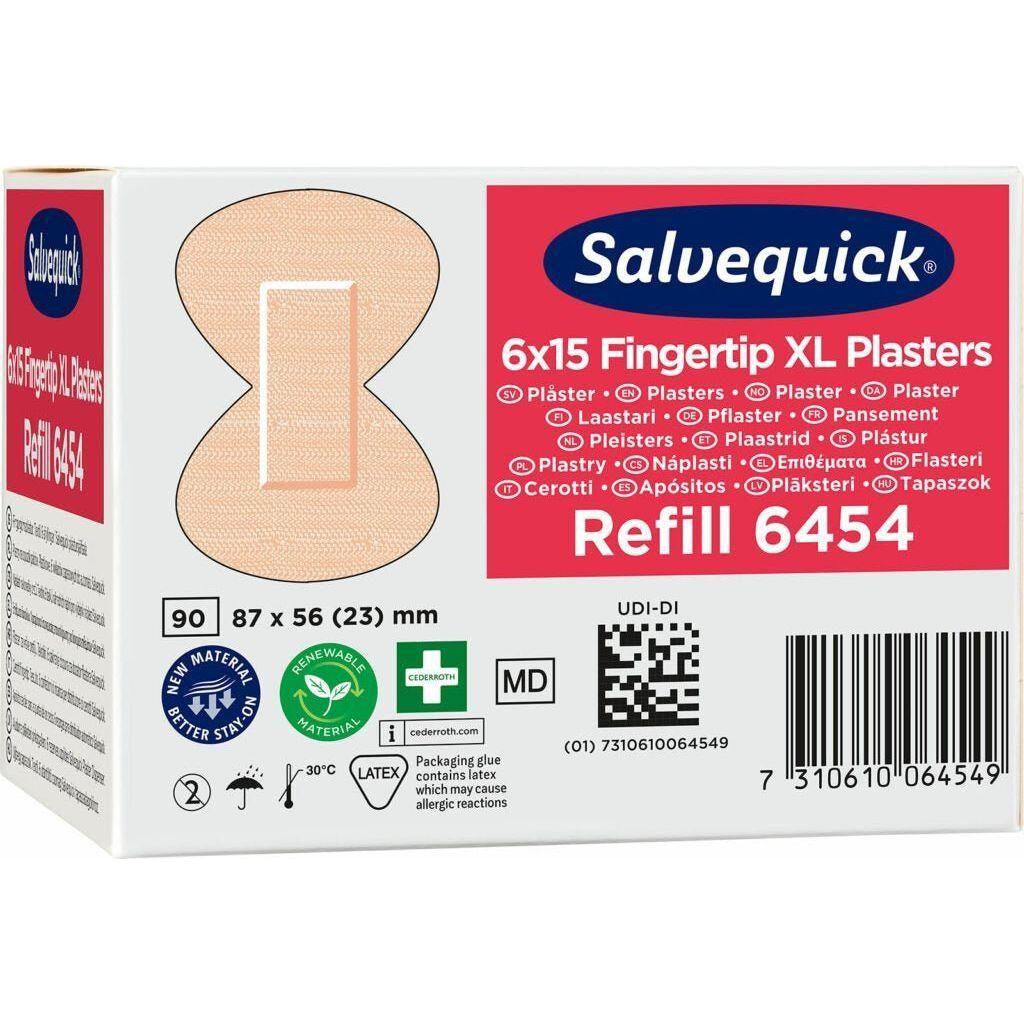 Cederroth tekstil fingertip plaster XL 6454 refill 6 x 15 stk - Sikkerhedsgiganten