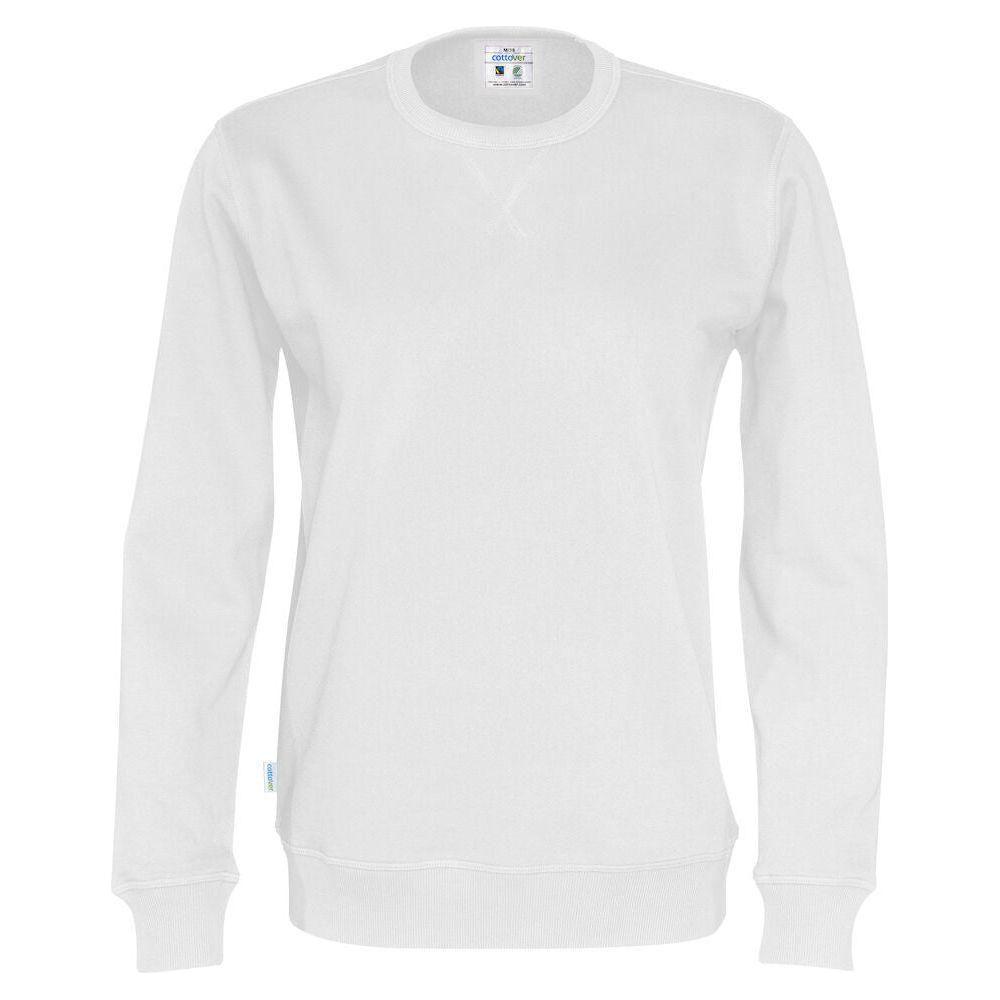 Cottover Crew Neck Sweatshirt med rund hals unisex 141003 Hvid - Sikkerhedsgiganten