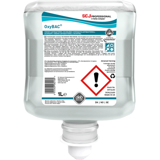 Deb OxyBac antimikrobiel blød skumhåndvask 1000 ml OXY1LSC - Sikkerhedsgiganten