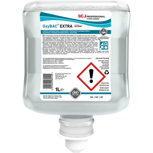 Deb OxyBac Extra Antimikrobiel blød og cremet skumsæbe 1000 ml OXYEX1LSC - Sikkerhedsgiganten