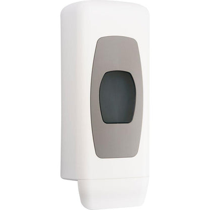 Dispenser, Classic Recycled, 1000 ml, hvid, plast, m. grå frontrude, til påfyldning af flydende sæbe og desinfektion - Sikkerhedsgiganten