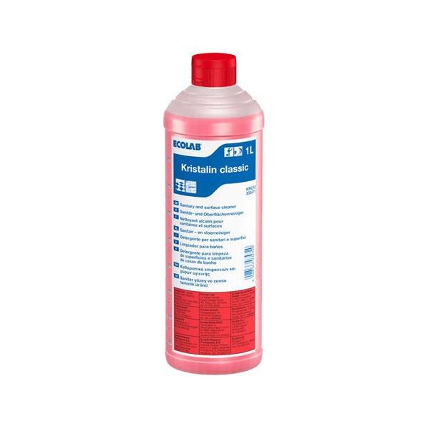 Ecolab Sanitetsrengøring Kristalin Classic Alkalisk med Farve/Parfume 1 ltr Rød - Sikkerhedsgiganten Rengøring