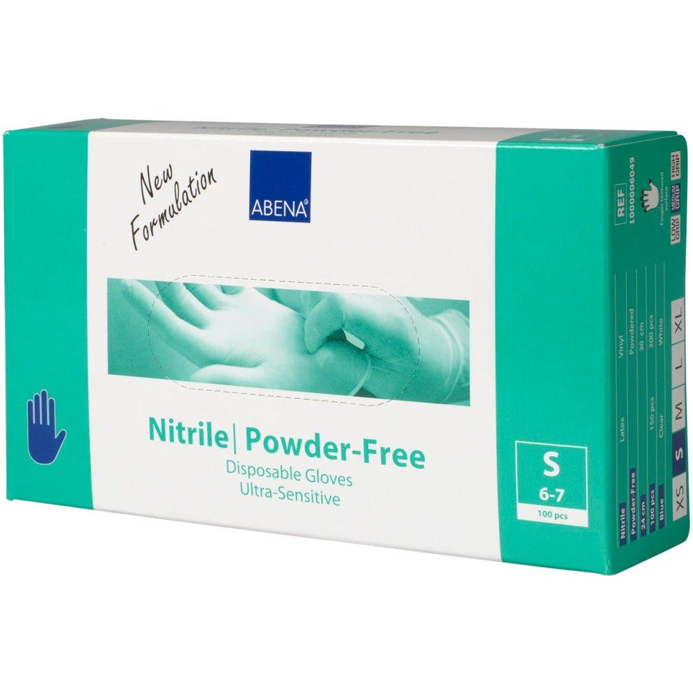 Engangshandske, ABENA Ultra sensitive, blå, nitril, pudderfri 100 stk. - Sikkerhedsgiganten