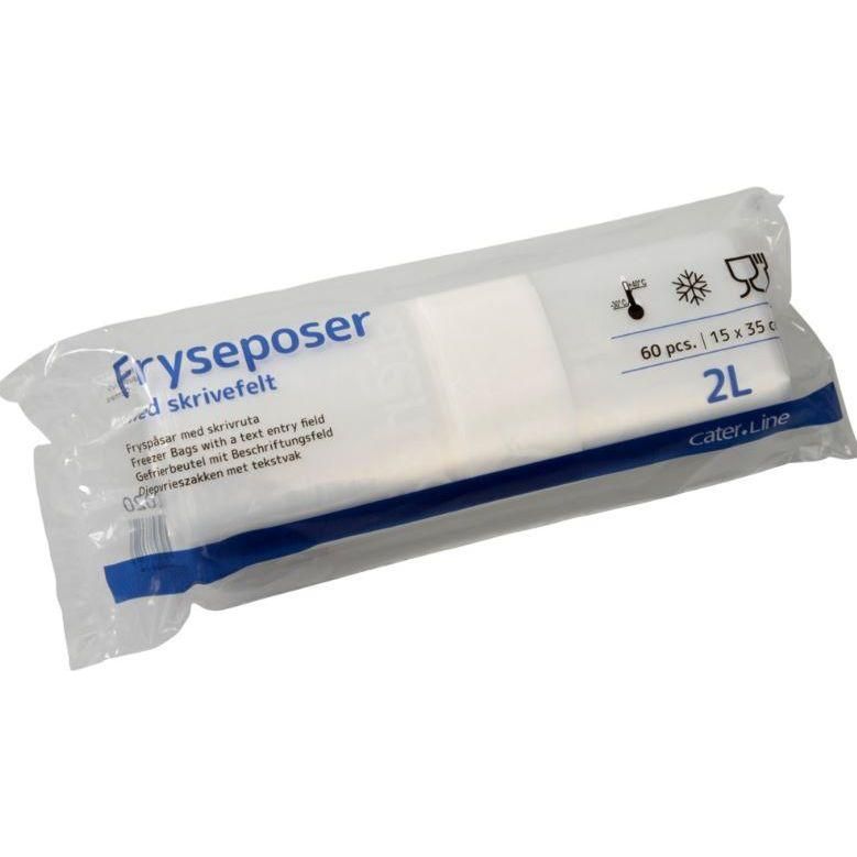 Fryseposer 15 x 35 cm LD 2 liter 60 poser pr. rulle med skrivefelt - Sikkerhedsgiganten