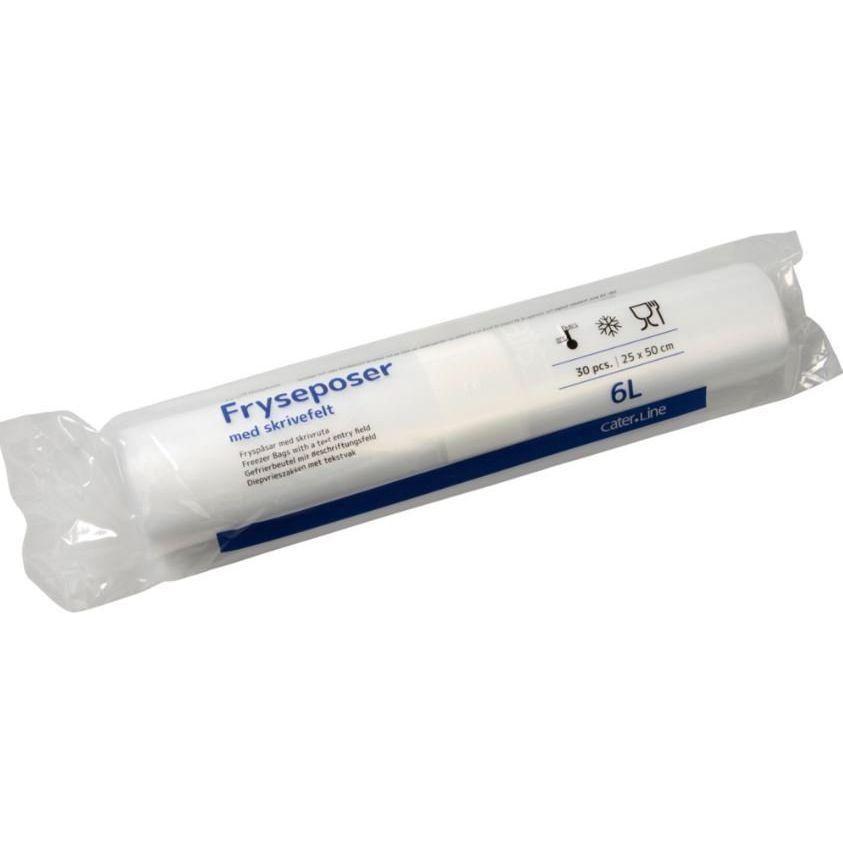 Fryseposer 25 x 50 cm LD 6 liter 30 poser pr. rulle med skrivefelt - Sikkerhedsgiganten