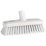 Gulv - og vægvaskebørste, Vikan, hvid, polyester/PP/rustfrit stål, 22,5 cm, stive børstehår - Sikkerhedsgiganten