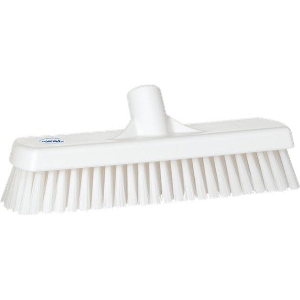 Gulv - og vægvaskebørste, Vikan, hvid, PP/polyester/rustfrit stål, 30,5 cm, stive børstehår - Sikkerhedsgiganten
