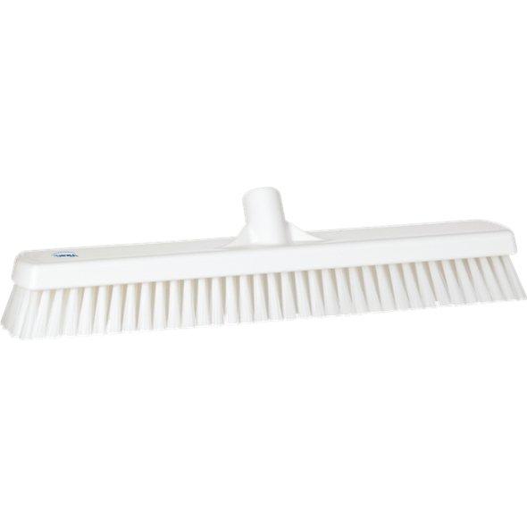 Gulv - og vægvaskebørste, Vikan, hvid, PP/polyester/rustfrit stål, 47 cm, stive børstehår - Sikkerhedsgiganten