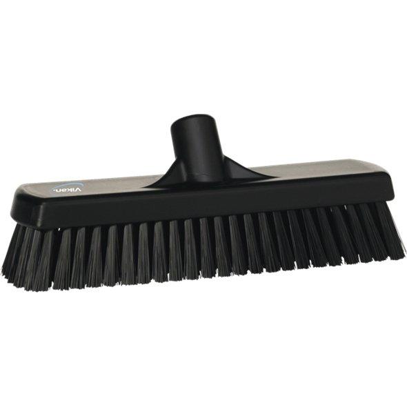 Gulv - og vægvaskebørste, Vikan, sort, PP/polyester/rustfrit stål, 30,5 cm, stive børstehår - Sikkerhedsgiganten